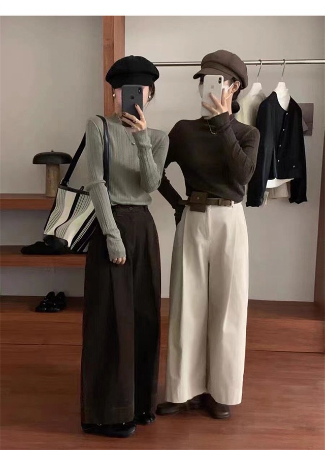 カジュアル ワイドロングパンツ
