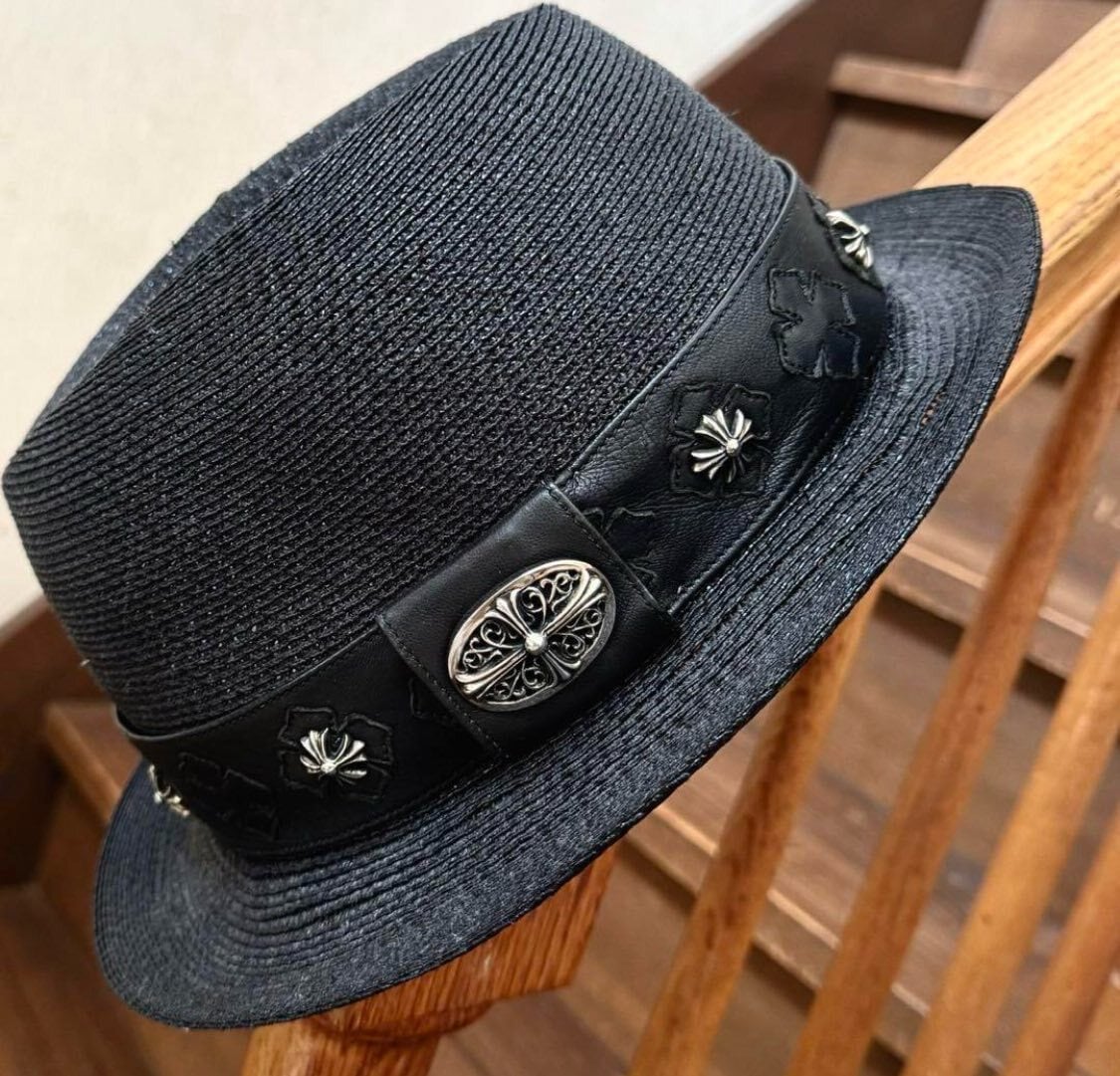 CHROME HEARTS クロムハーツ ガンスリンガー BSフレア レザー フェドラハット ブラック