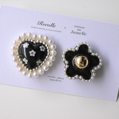 【Recolle × Jumelle】heart daisy asymmetry ＊ black