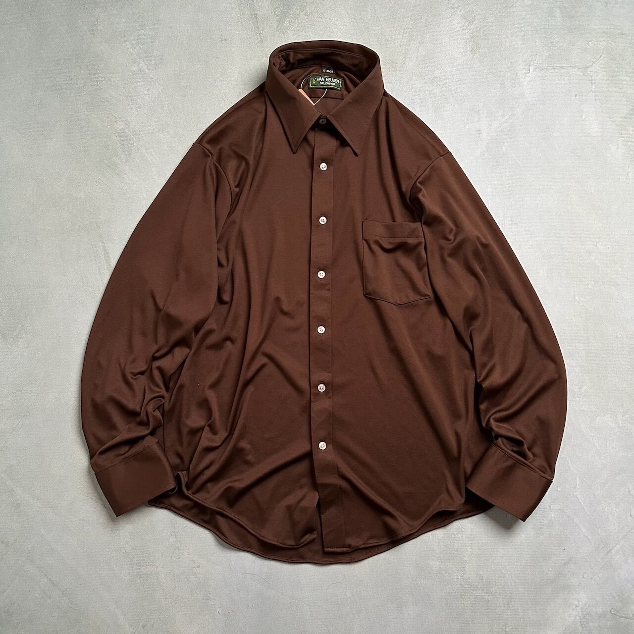 70s VAN HEUSEN バンヒューセン 無地 ポリエステル 長袖シャツ