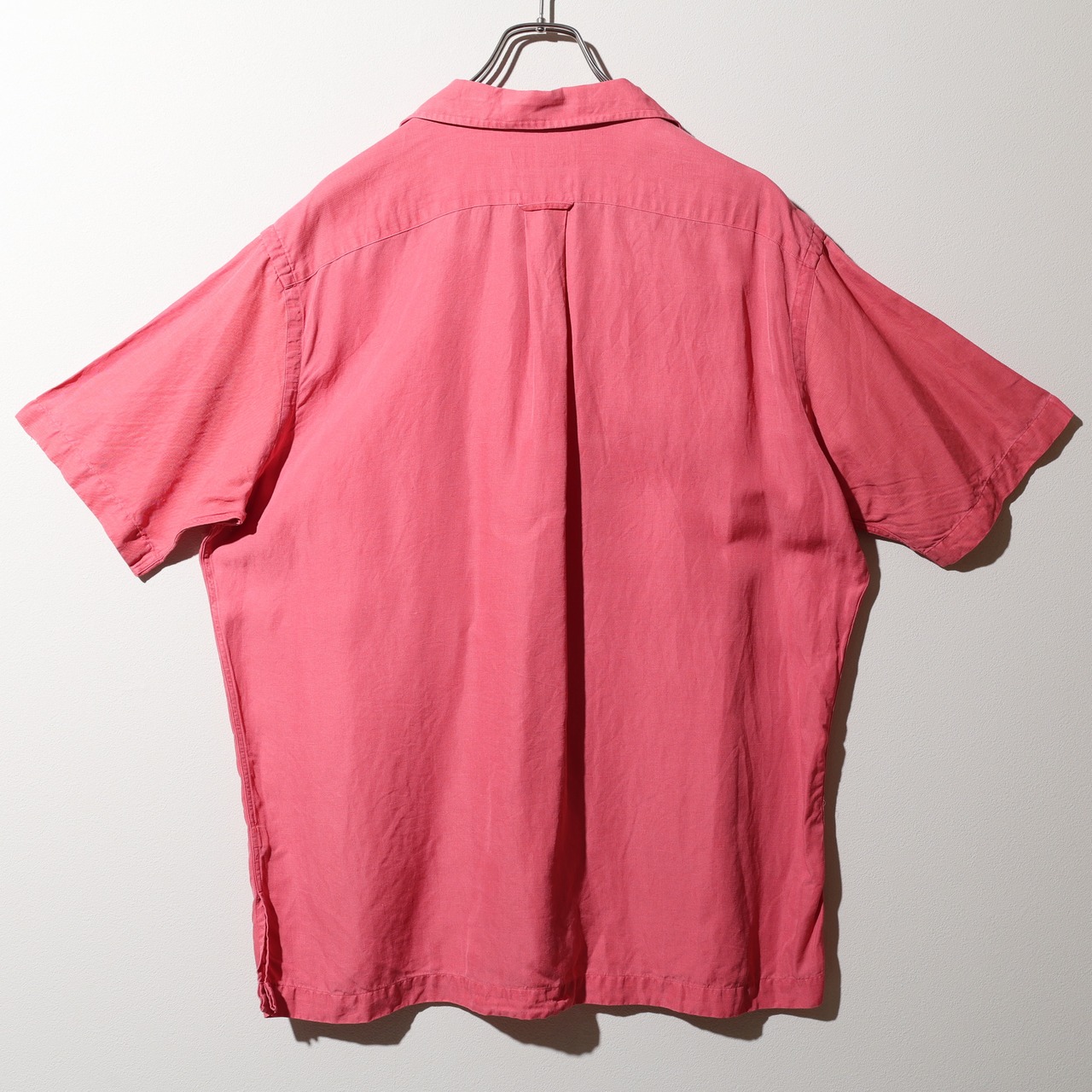 美品 L コーラルピンク シルクリネン Caldwell Polo Ralph Lauren ポロラルフローレン 半袖開襟シャツ