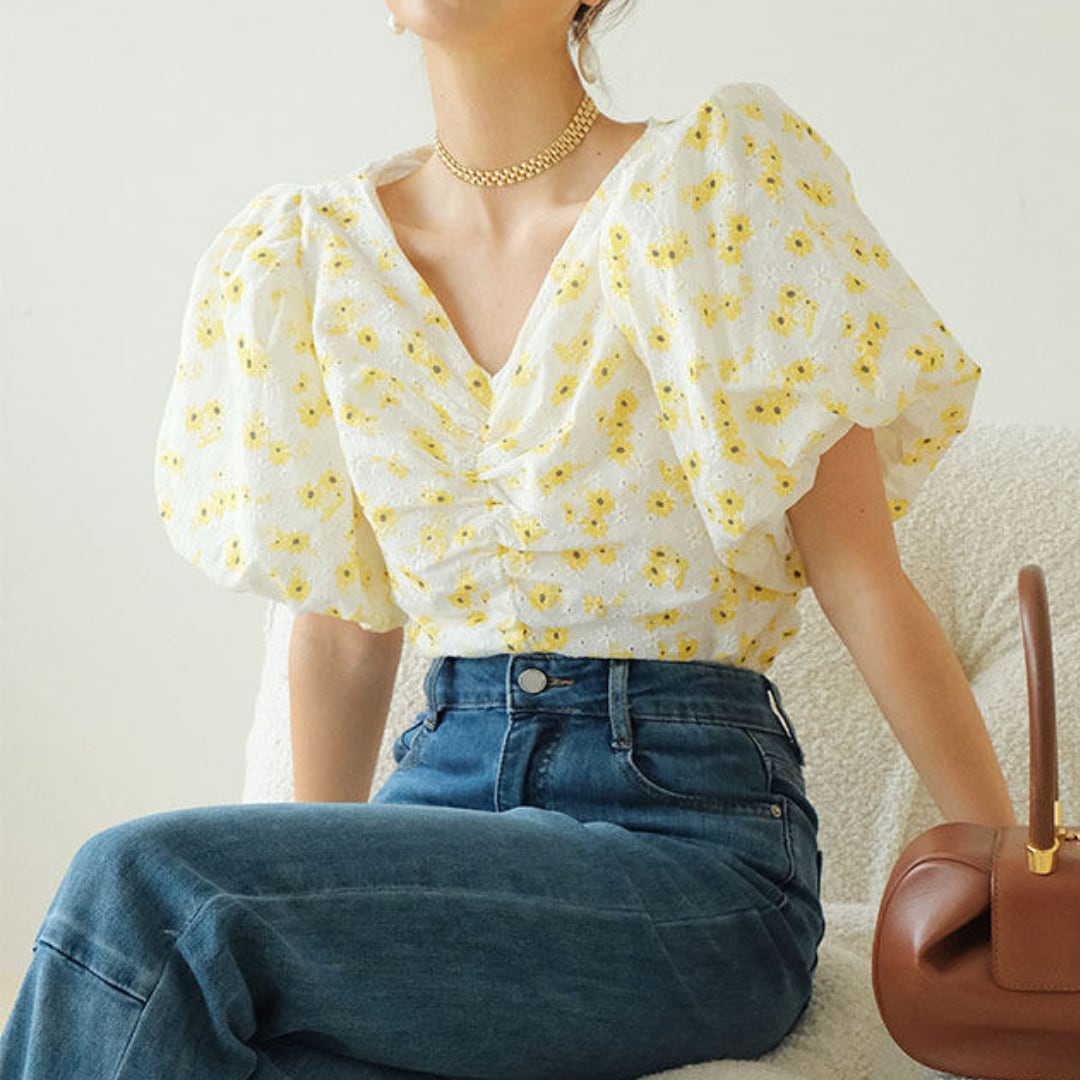 フラワーパフブラウス A94