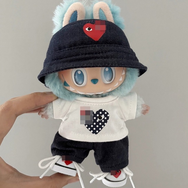 本格デニム！シューズ付き 着心地良い♡ labubu ラブブ 綿100%ソフトデニムコーデセット 15cm/17cm用 フルコーディネート