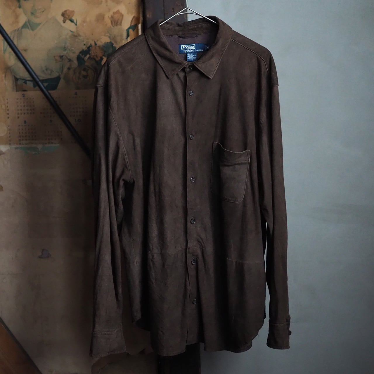 POLO RALPH LAUREN スウェードレザーシャツジャケット・モカブラウン