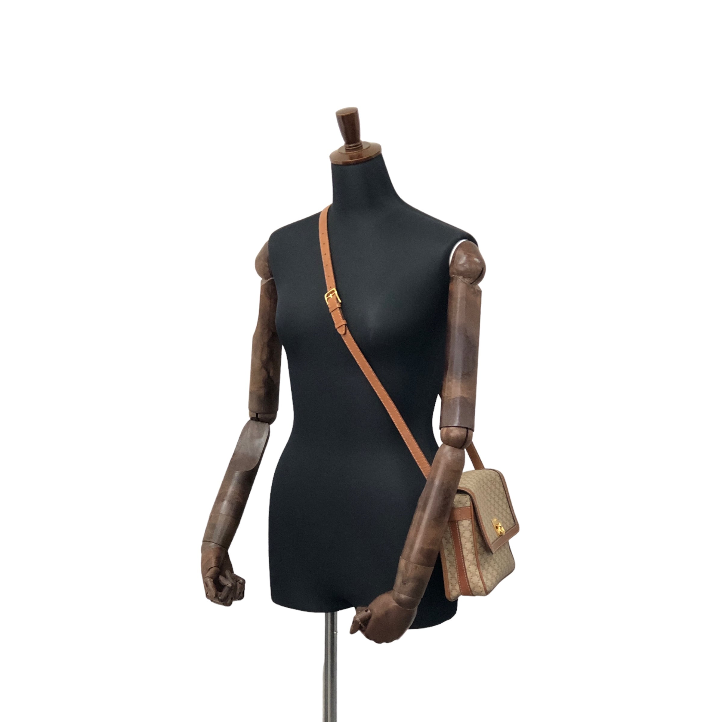 CELINE セリーヌ マカダム ガンチーニ レザー ショルダーバッグ
