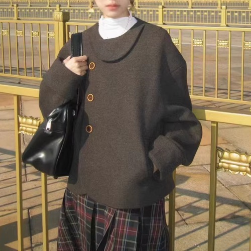 アシンメトリーウールタッチショートコート ・74410