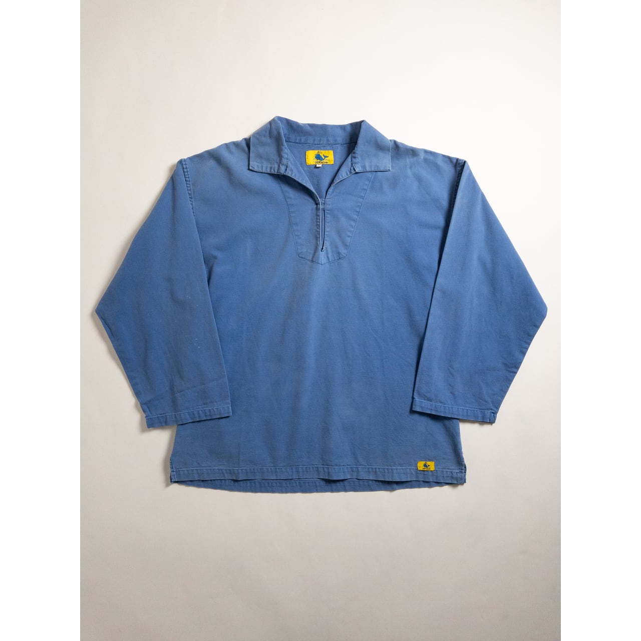 1980s "French Vintage" Faded Blue Cotton Fisherman Shirt