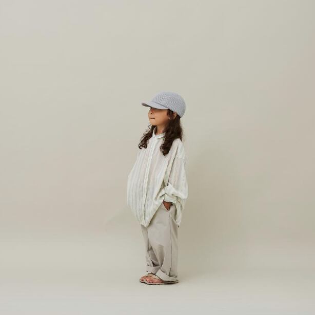 MOUN TEN.(マウンテン)/ stripe chiffon big shirts / green / 110・125・140