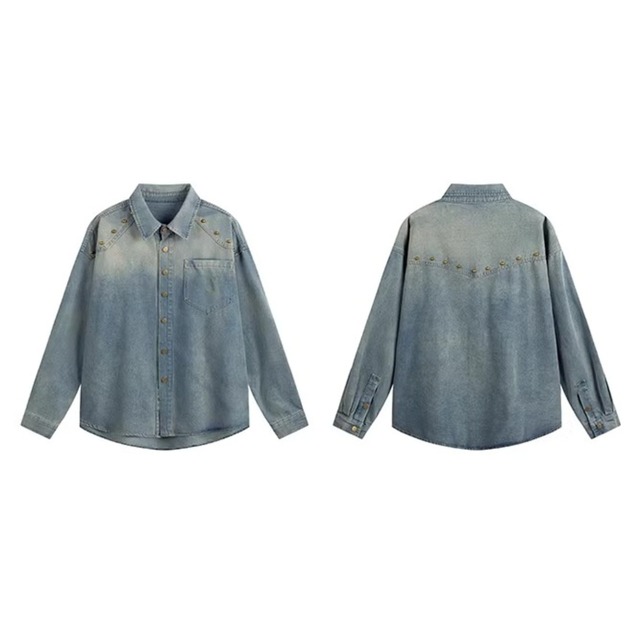 スタッズウォッシュウエスタンデニムシャツ 1col   R01837