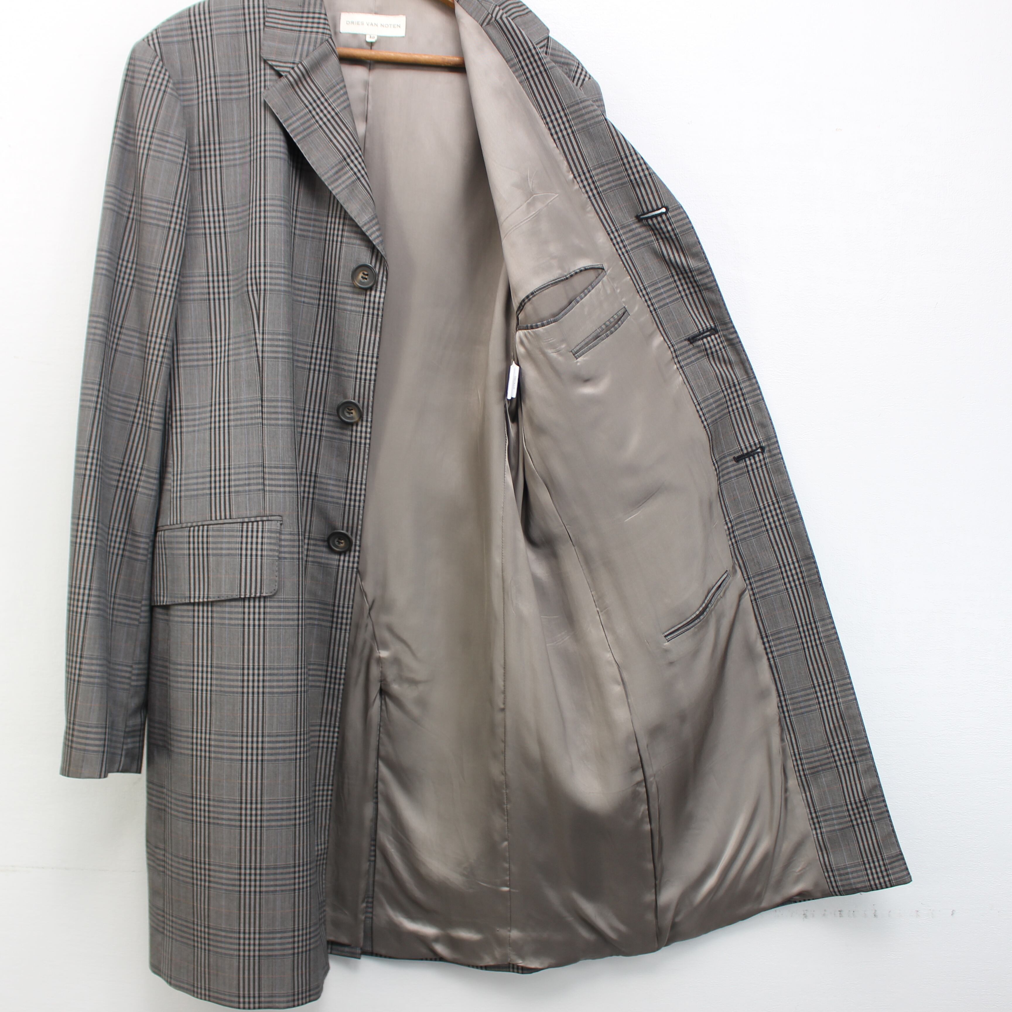 DRIES VAN NOTEN CHECK PATTERNED CHESTERFIELD COAT/ドリスヴァン