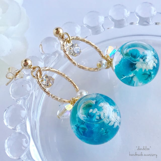 深海の雪スワロフスキーハーバリウムピアス/イヤリング | *dandelion