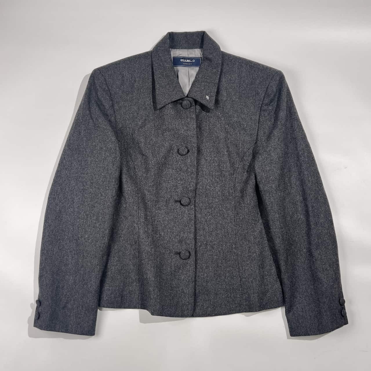 上下 Mademoiselle NON NON マドモアゼルノンノン セットアップ GUABELLO SUPER 120'S イタリア生地 カシミヤ混 ウール ジャケット スカート スーツ M/グレー系