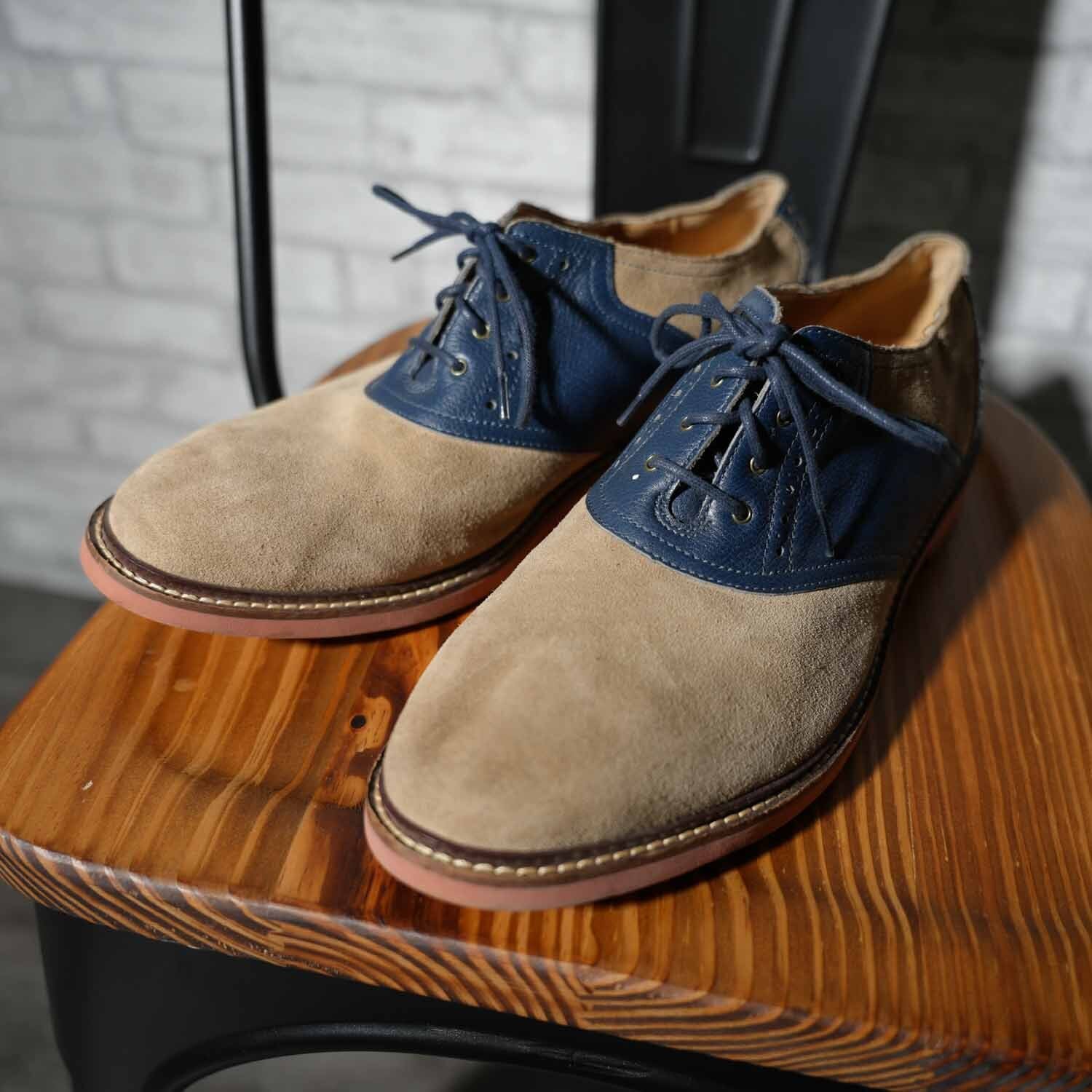 古着 COLE HAAN スエード×レザー コンビ サドルシューズ 27cm相当（9W