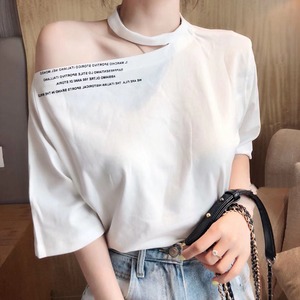 トップス レディース 送料無料 4色 Tシャツ シャツ プルオーバー 襟コンシャス ハイネック 透け感 七分袖 チョーカー 半袖 単色 ホワイト 白色 ブラック 黒色 カジュアル シンプル 可愛い おしゃれ お洒落 こなれ感 抜け感 爽やか 清潔感 涼し 清楚 きれいめ ラフ ゆったり ゆる 楽ちん 大きめ ワイド S M L 春服 夏服 10代 20代 30代 40代 おでかけ デート モテ 通学 学生 休日 散歩 着回し 普段使い 韓国 オルチャン ファッション コーデ 新作 2021