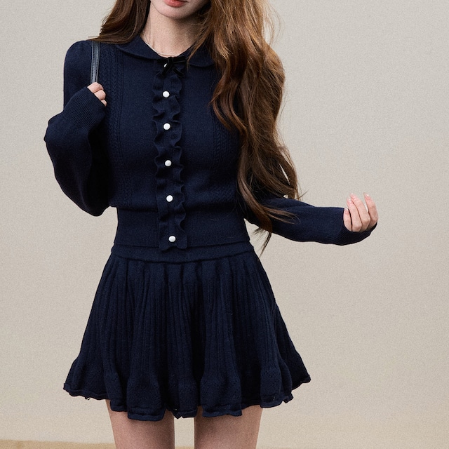 button front shirt collar mini knit set-up m1579