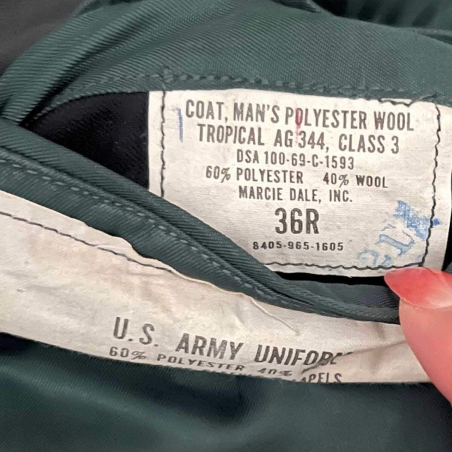 USARMY 制服 70年度 36Rアメリカ陸軍 グリーンユニフォームL AG344