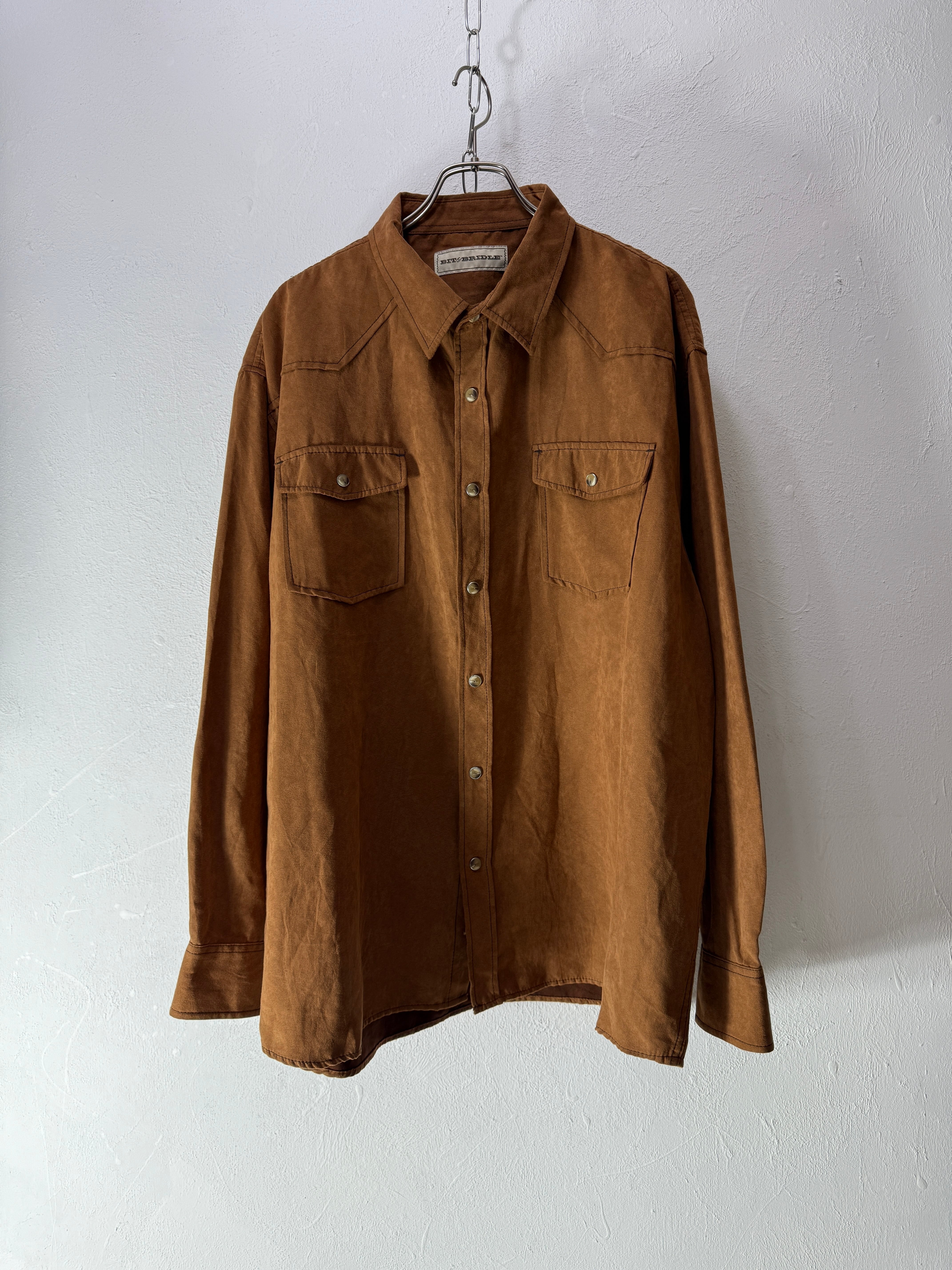 90s USA Faux Suede Western design Shirt