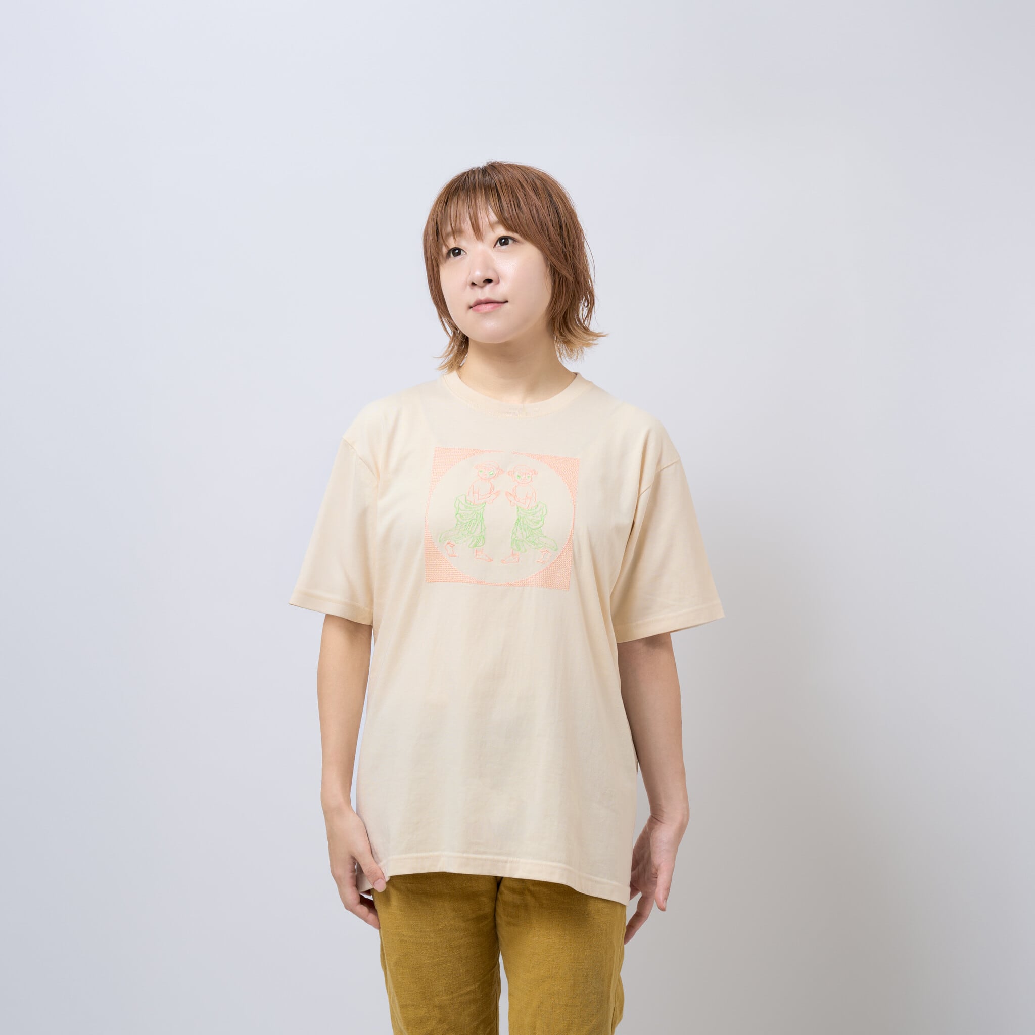 善財童子 Tシャツ (刺繍) 6.2oz ブラック/ナチュラル/フロストパープル