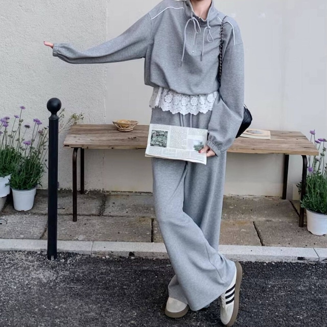 SET◆Lace combi sweat setup　M866