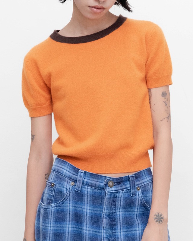 1980-90s CHANEL for Bergdorf Goodman - cashmere knit ringer tee