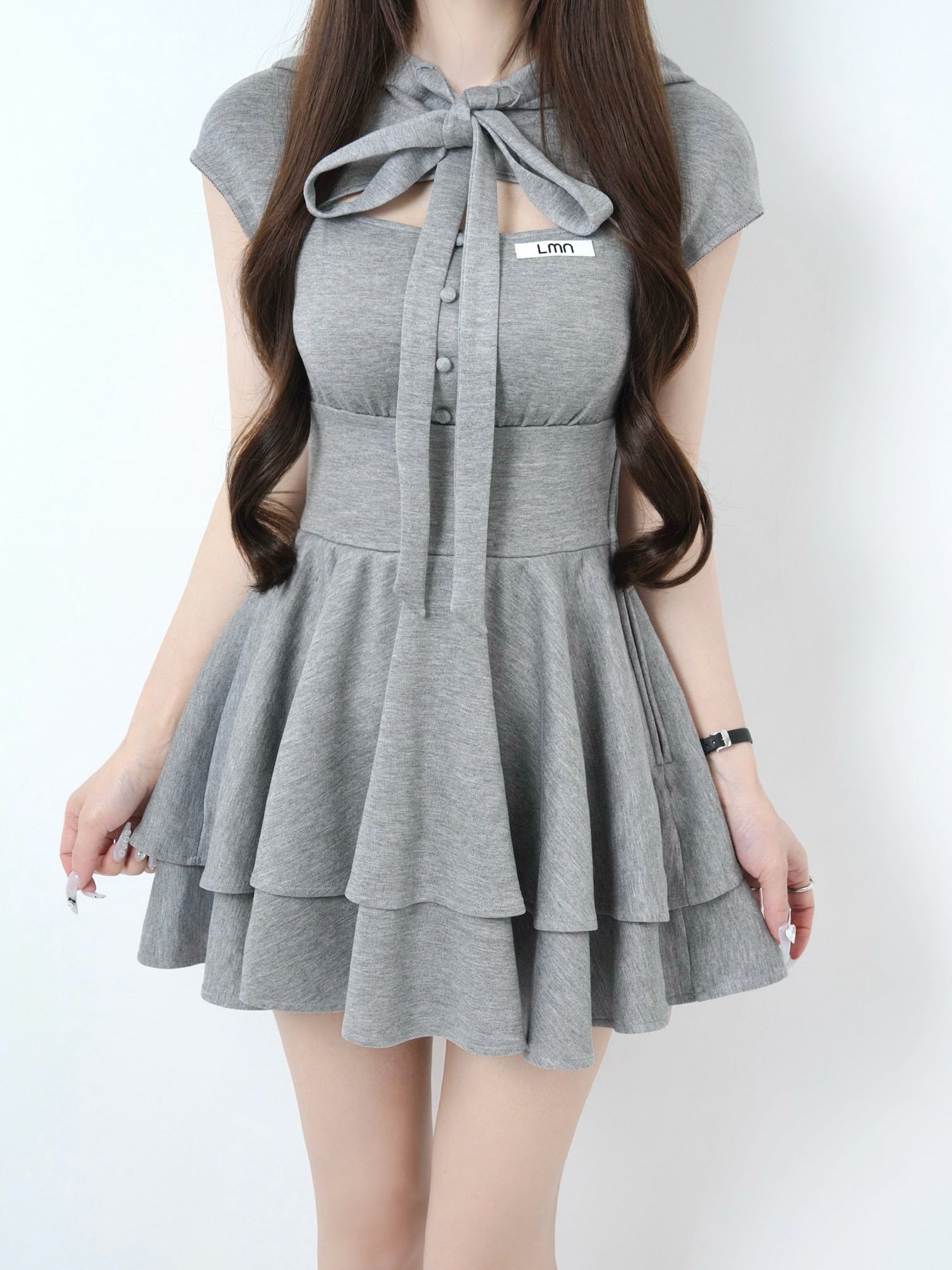 タグ付きLumignon Ribbonhoodflareonepiece ドット Ribbon hood flare onepiece ドット タグ付きLumignon