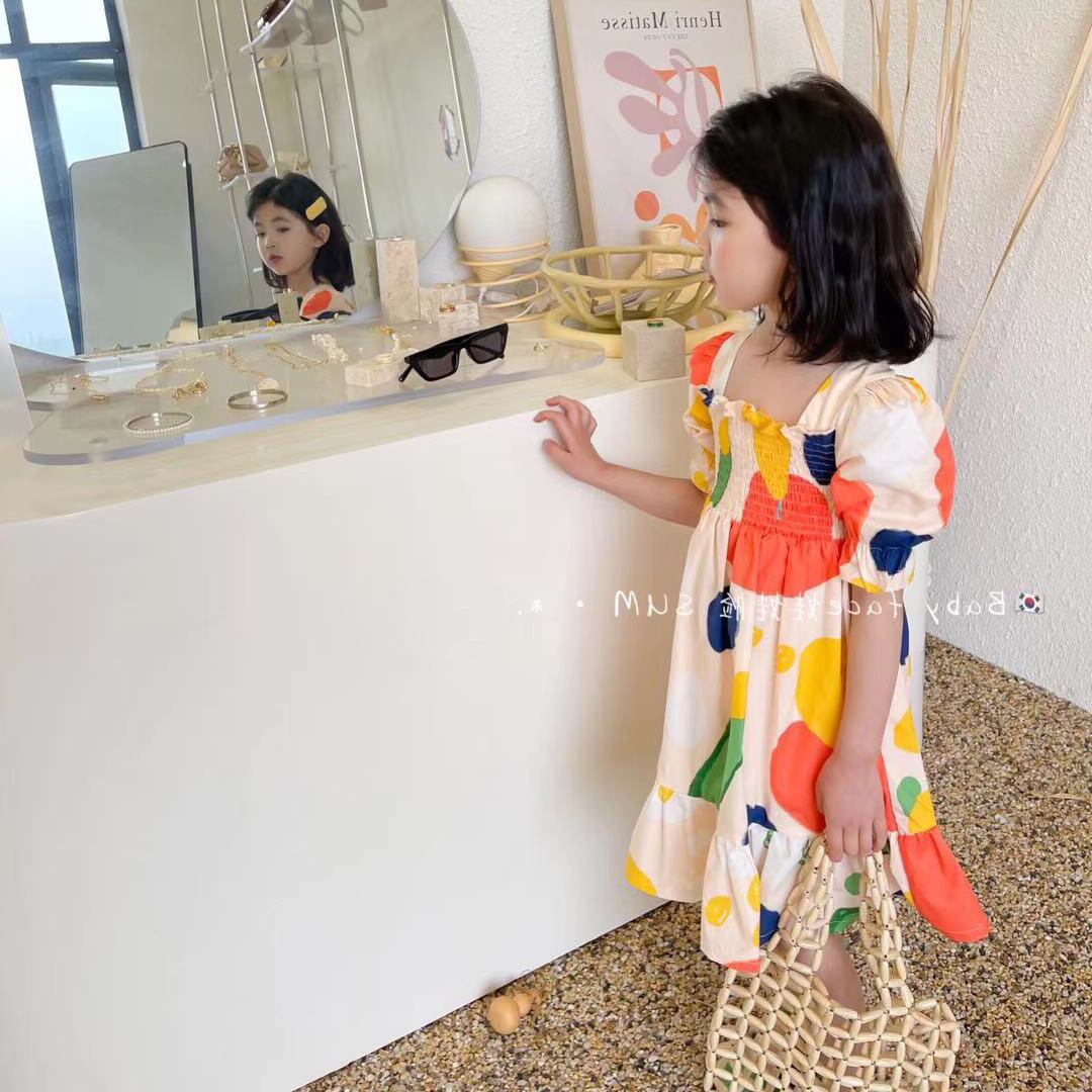 女の子 おしゃれ柄 ワンピース 夏 人気 95ー130cm Dyh海外子供用品