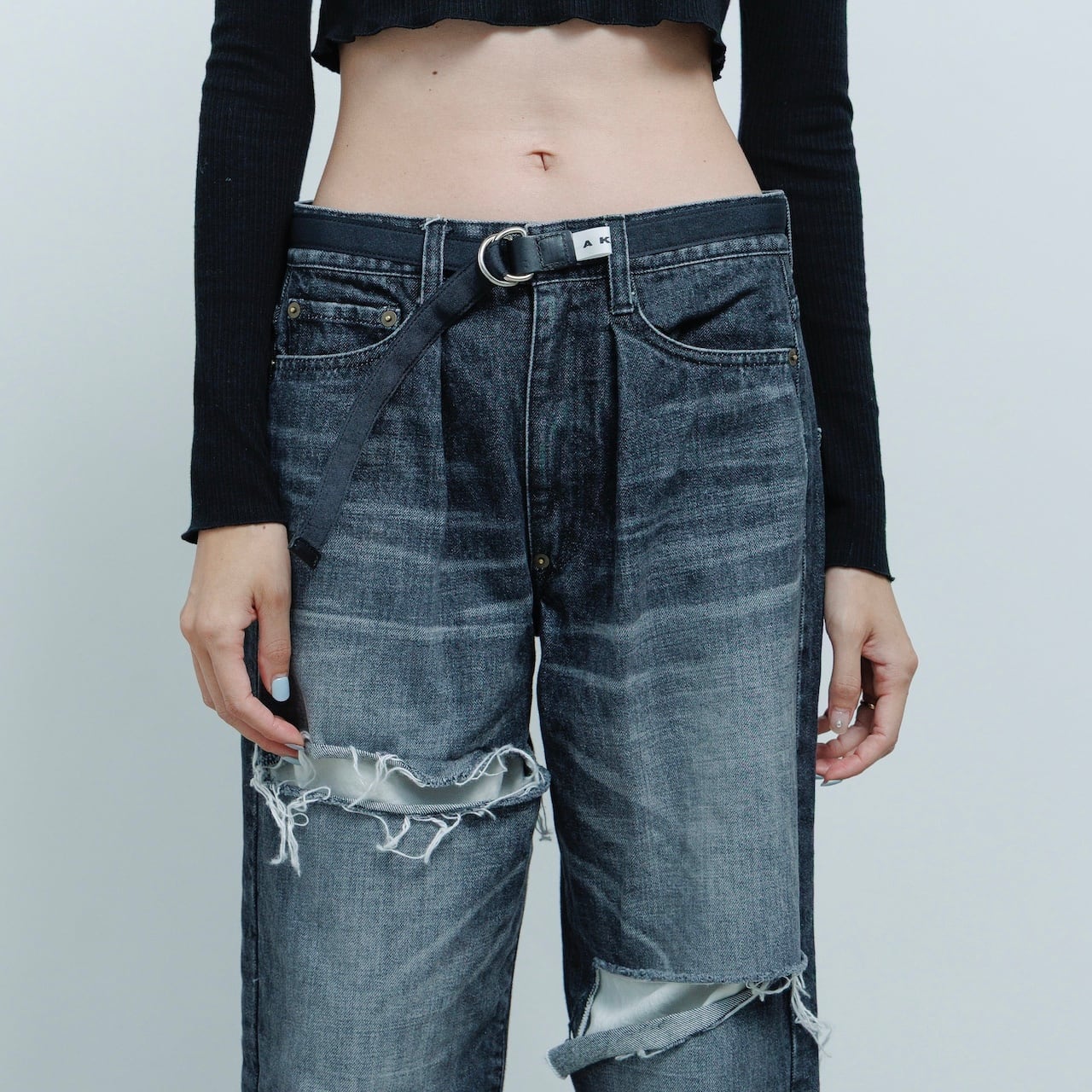 AO-83 long & volume mohair muffler / sky | akio