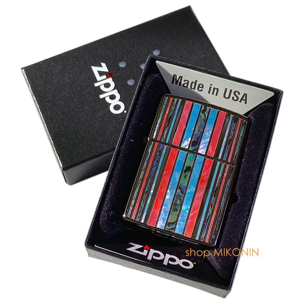 ZIPPO  ストライプシェル シェルインレイ シルバー ジッポー ライター