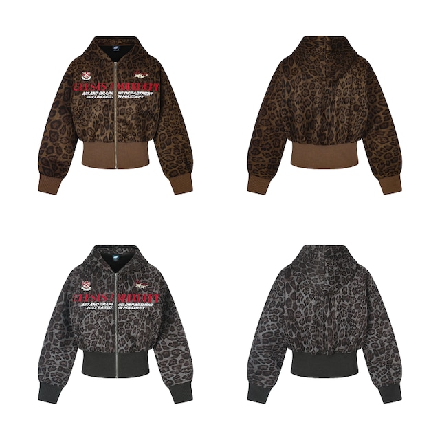 leopard graphic zip hoodie　レオパードグラフィックジップパーカー　J2116