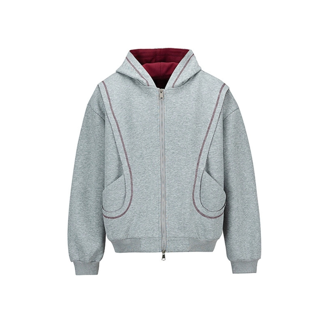 バイカラー ステッチ ジップパーカー A1729 - 8