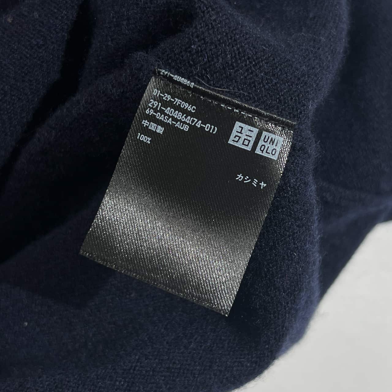 カシミヤ100% JW ANDERSON ×UNIQLO ジェイダブリューアンダーソン 袖リボン タートルネック ニット ワンピース S/ネイビー レディース