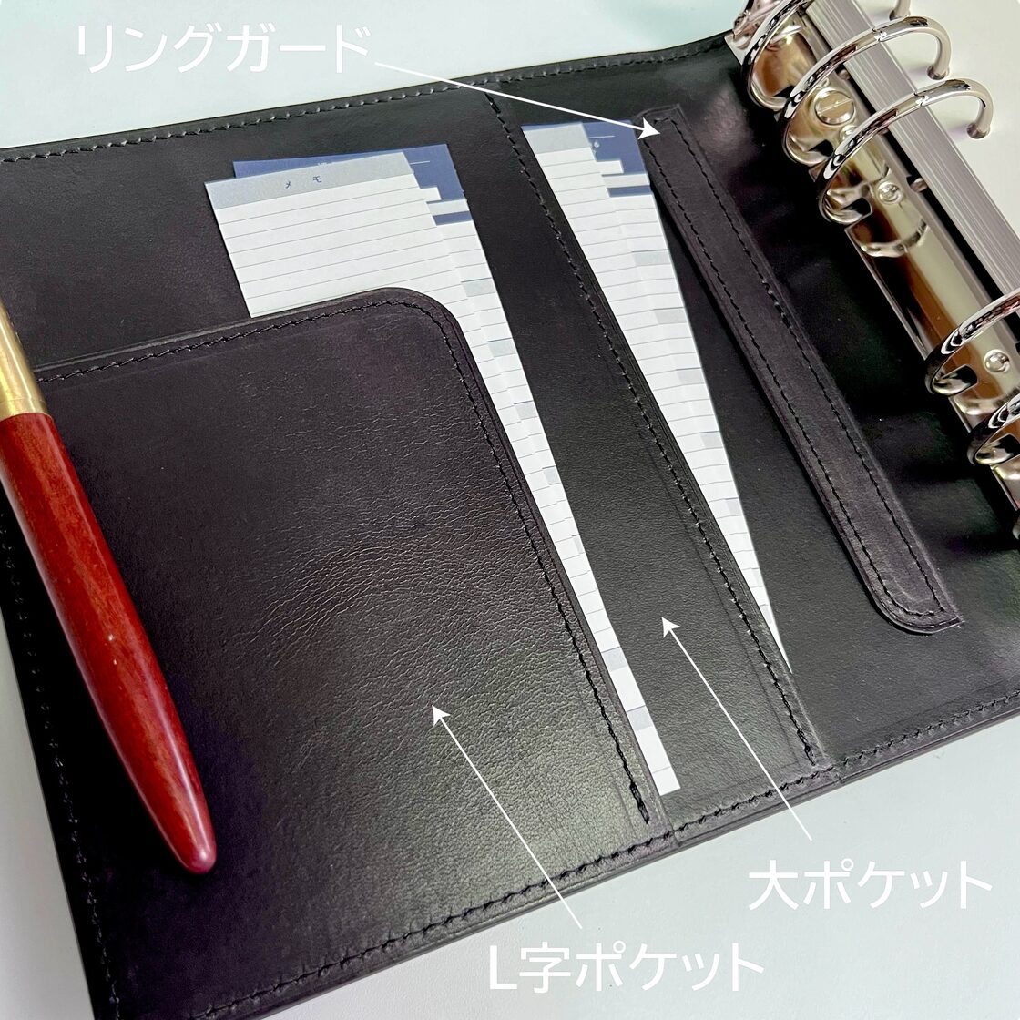 HB×WA5サイズ 手帳カバー 40mmリング 本革 レザー手帳 | PAY ID