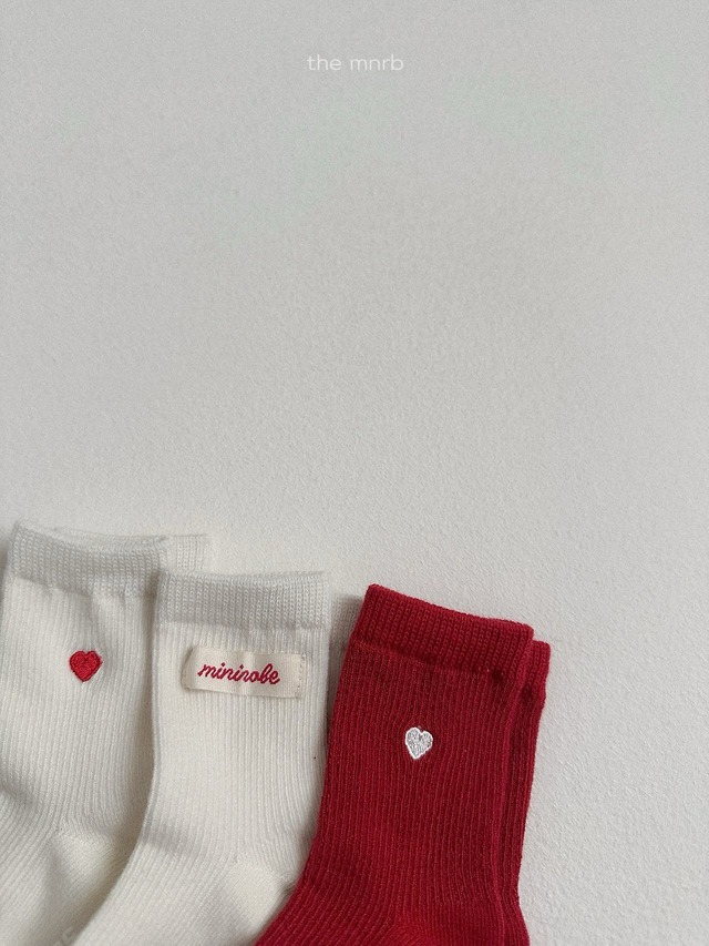《予約》送料無料【minirobe】Heart Logo Socks 3 Set