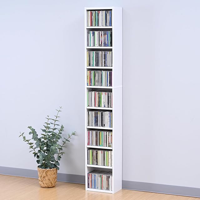 DVDラックCDコミック本棚ストッカー収納庫ダークブラウン大量収納