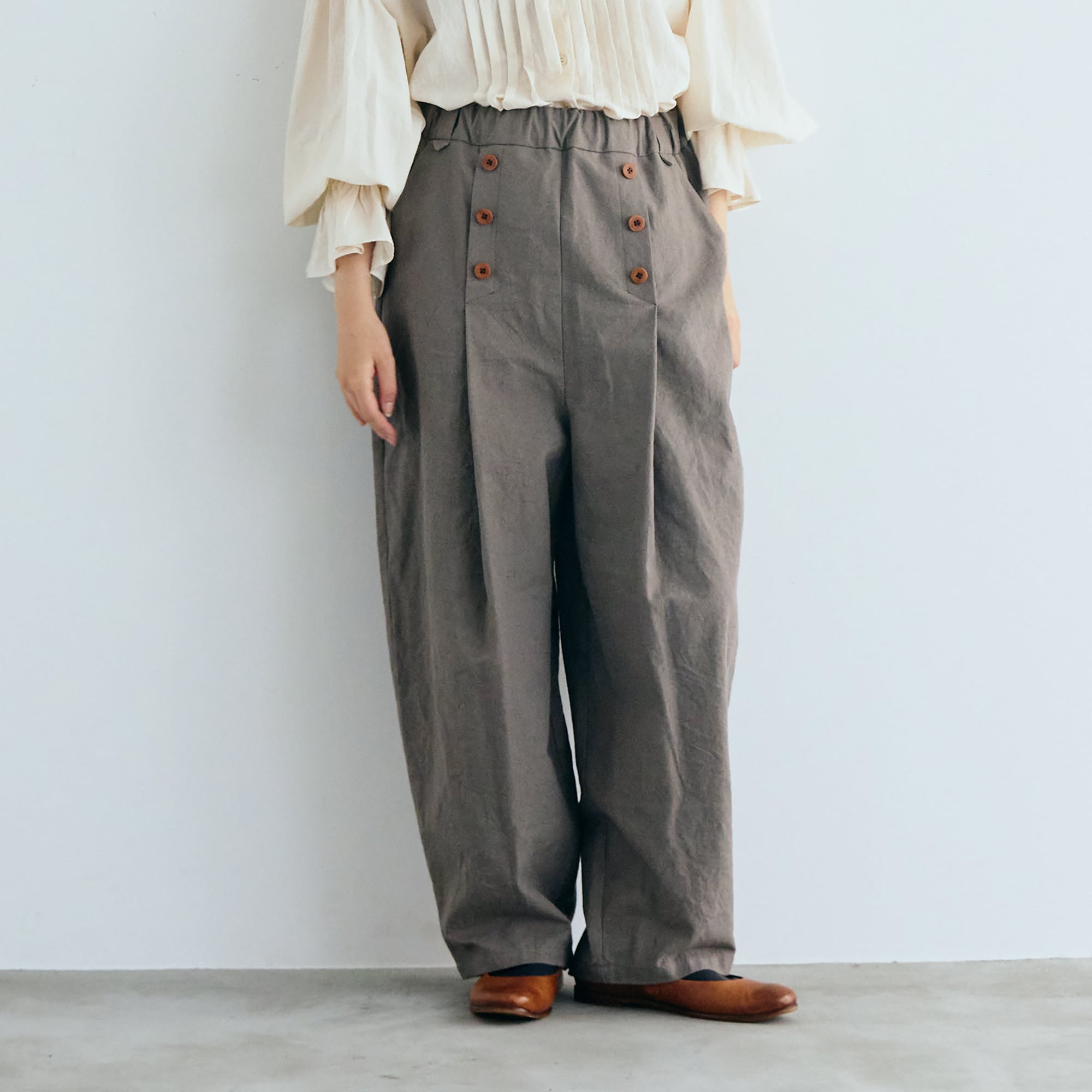 MAGALI コットンリネンオーバーダイマリンパンツ グレー