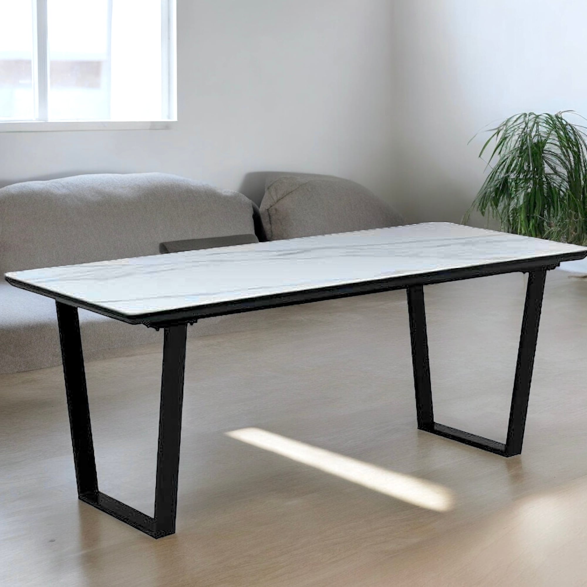 幅140cm【ホワイトマーブルダイニングテーブル】セラミック 大理石調 4