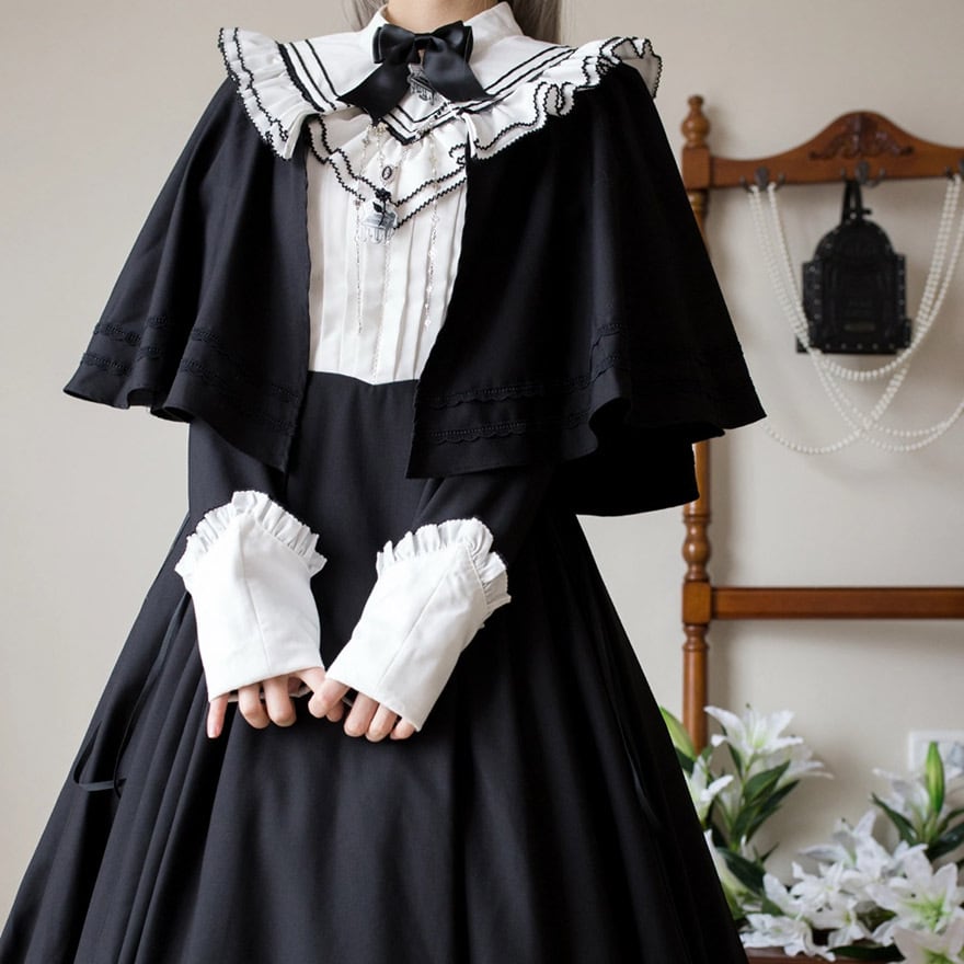 予約商品 ゴスロリ セットアップ ケープ ワンピース 修道女風 ドレス