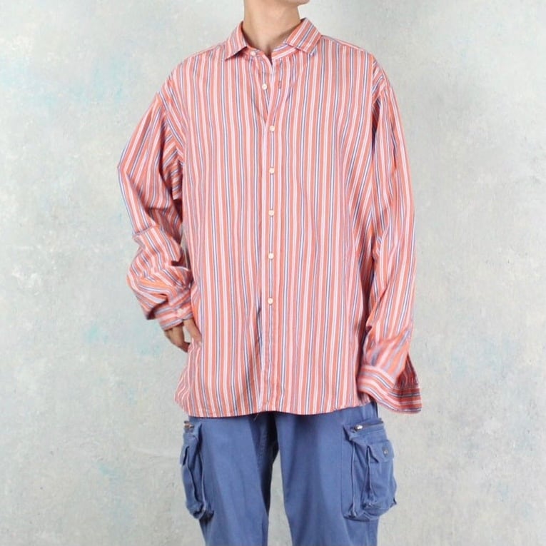 POLO Ralph Lauren ストライプ シャツ オレンジ Polo by Ralph Lauren オレンジ×ブルー ストライプシャツ【FF-3638】 | cv