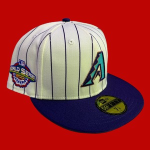 Arizona Diamondbacks 2001 World Series New Era 59Fifty Fitted / Pinstripe Cream,Purple (Green Brim)