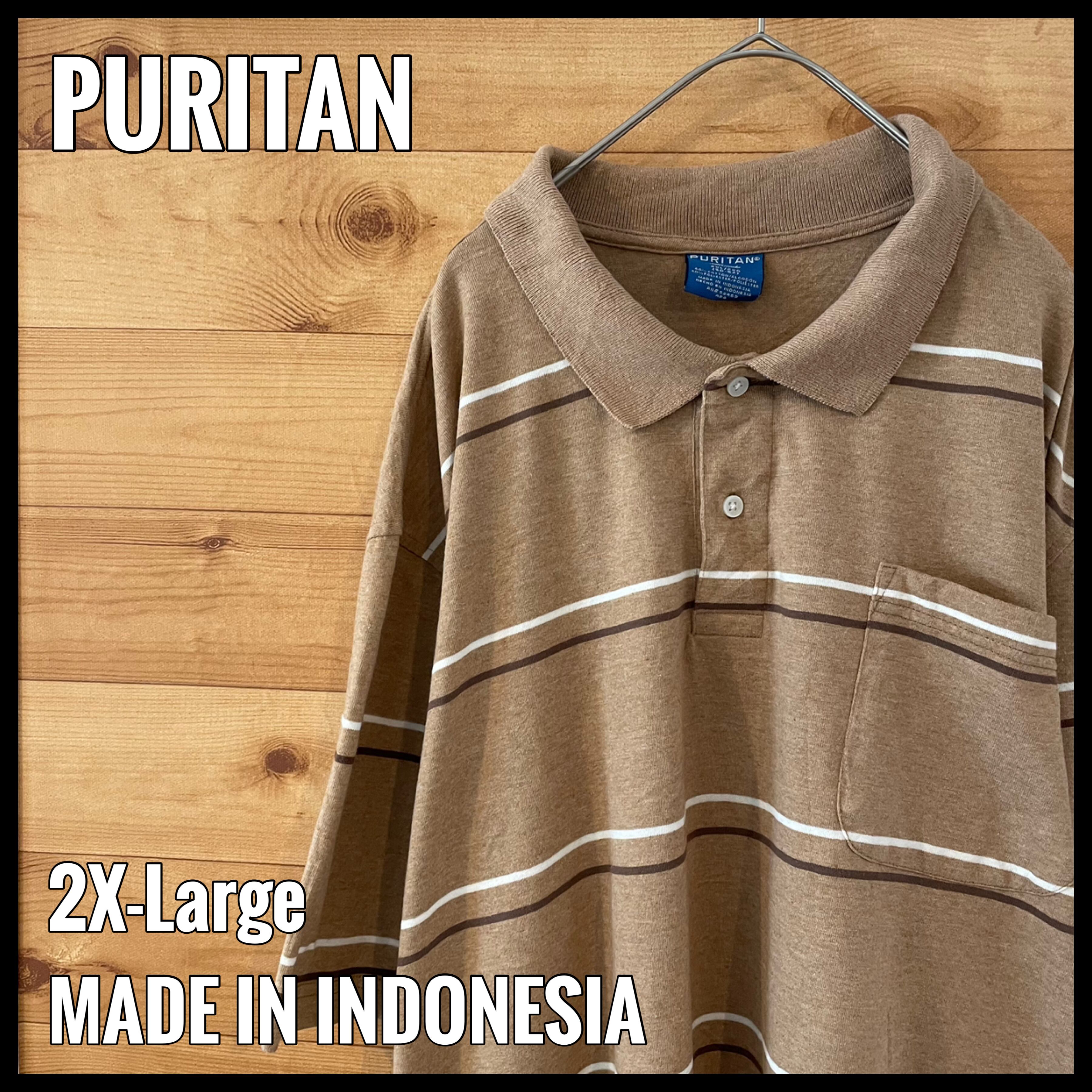 PURITAN】ビッグサイズ ポロシャツ 2XL ボーダー 胸ポケ ピューリタン ...