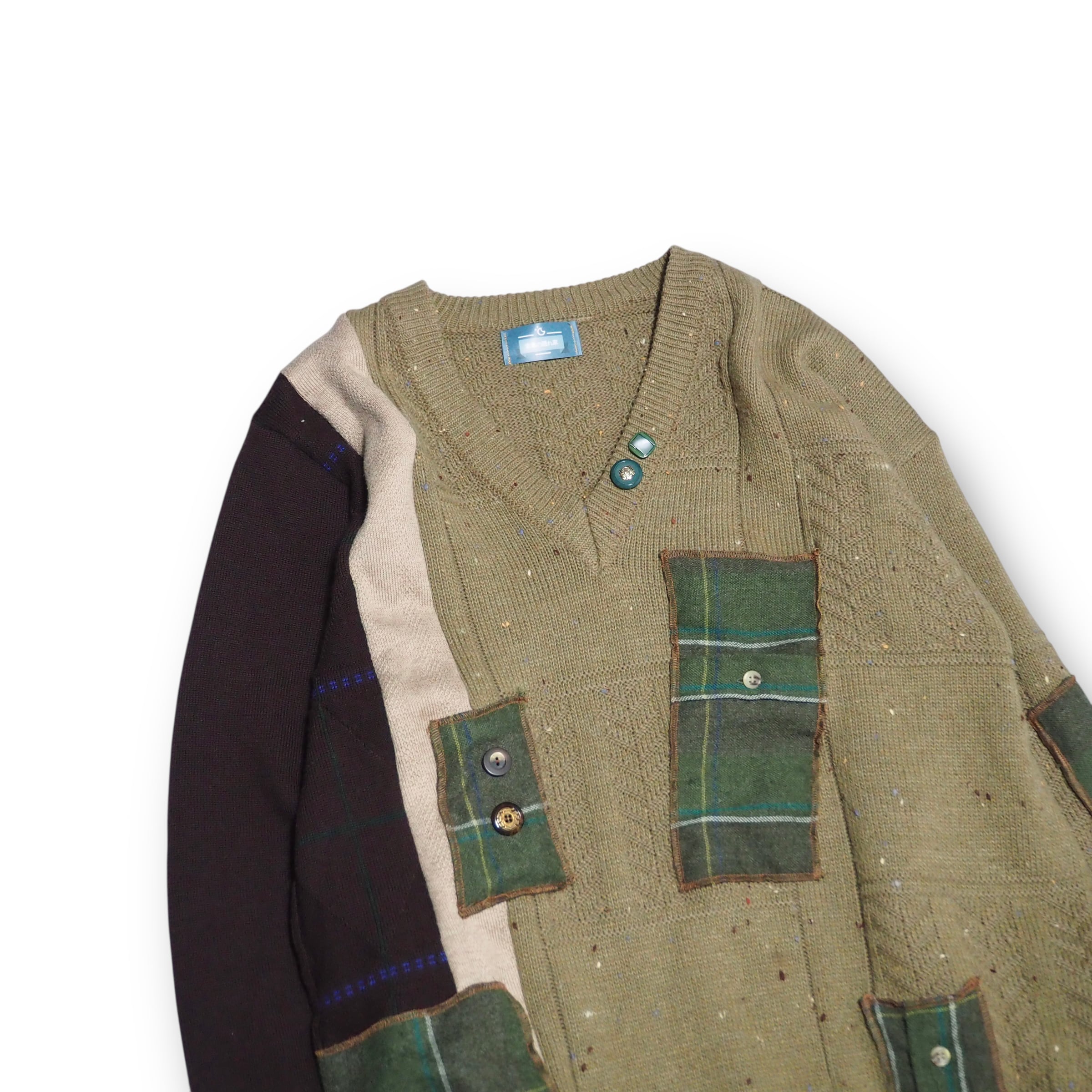 【REMAKE】ドッキングVネックニット