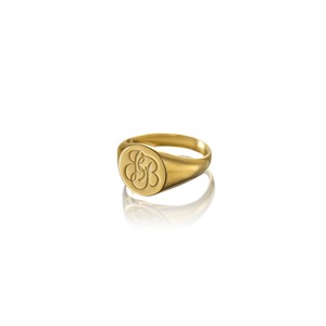 316L script signet  ring #R35