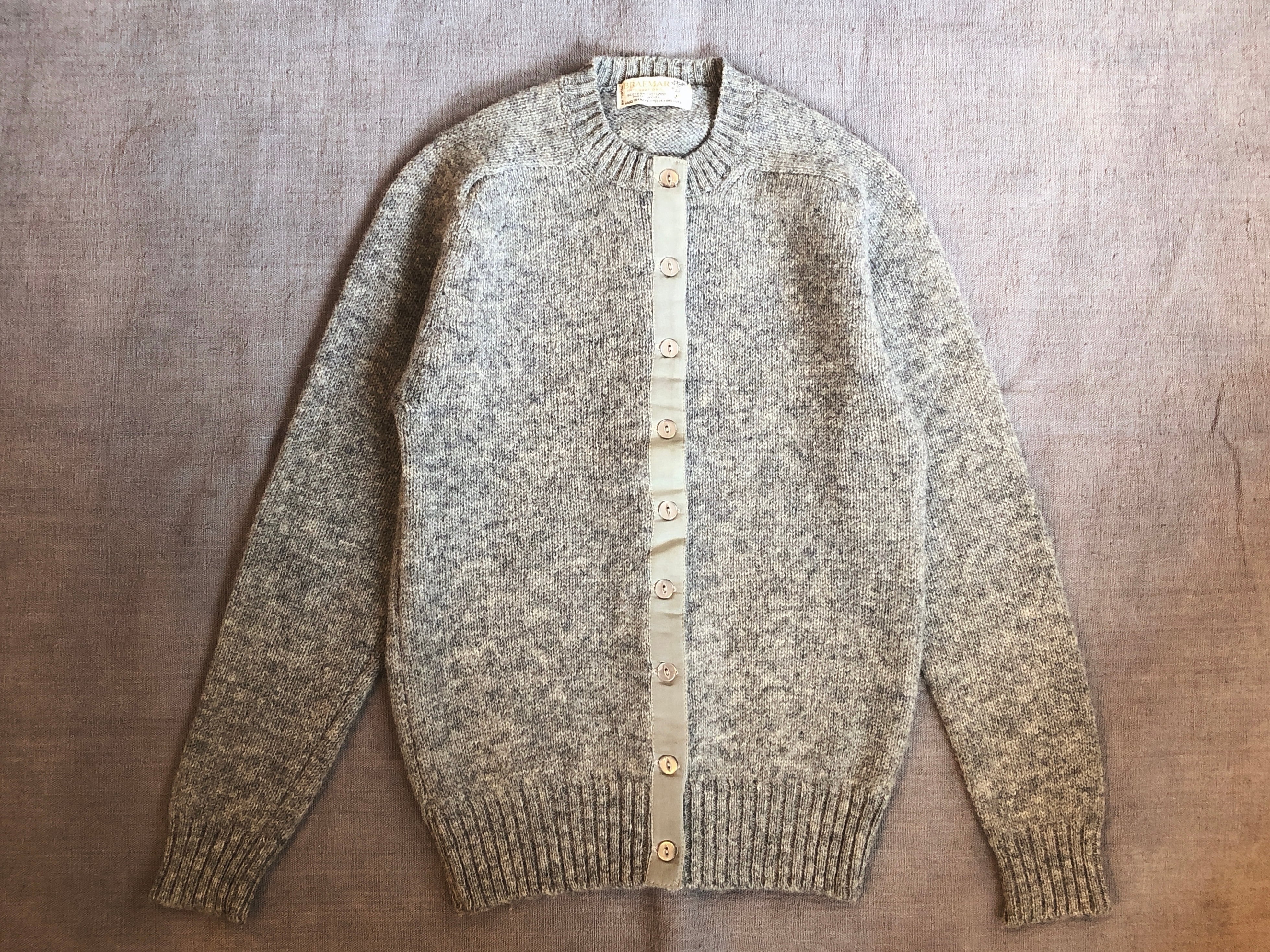 BRAEMAR Vintage Gray Wool Knit Garden Made in Scotland | FESTINA LENTE