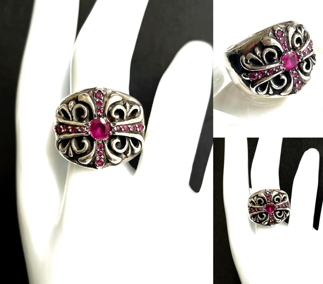 CHROME HEARTS クロムハーツ キーパーリング with パヴェ ルビー 15P 
