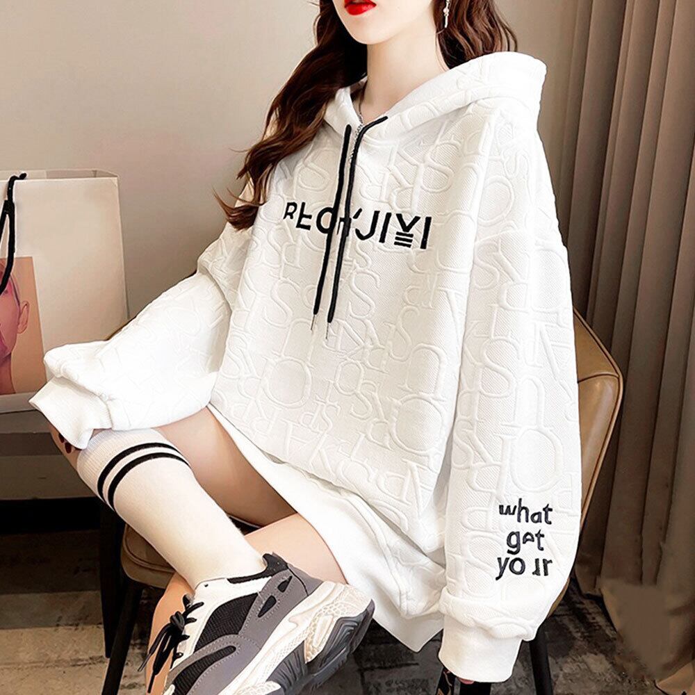 スウェット プルオーバー オーバーサイズ 白 XL エンボス 刺繍