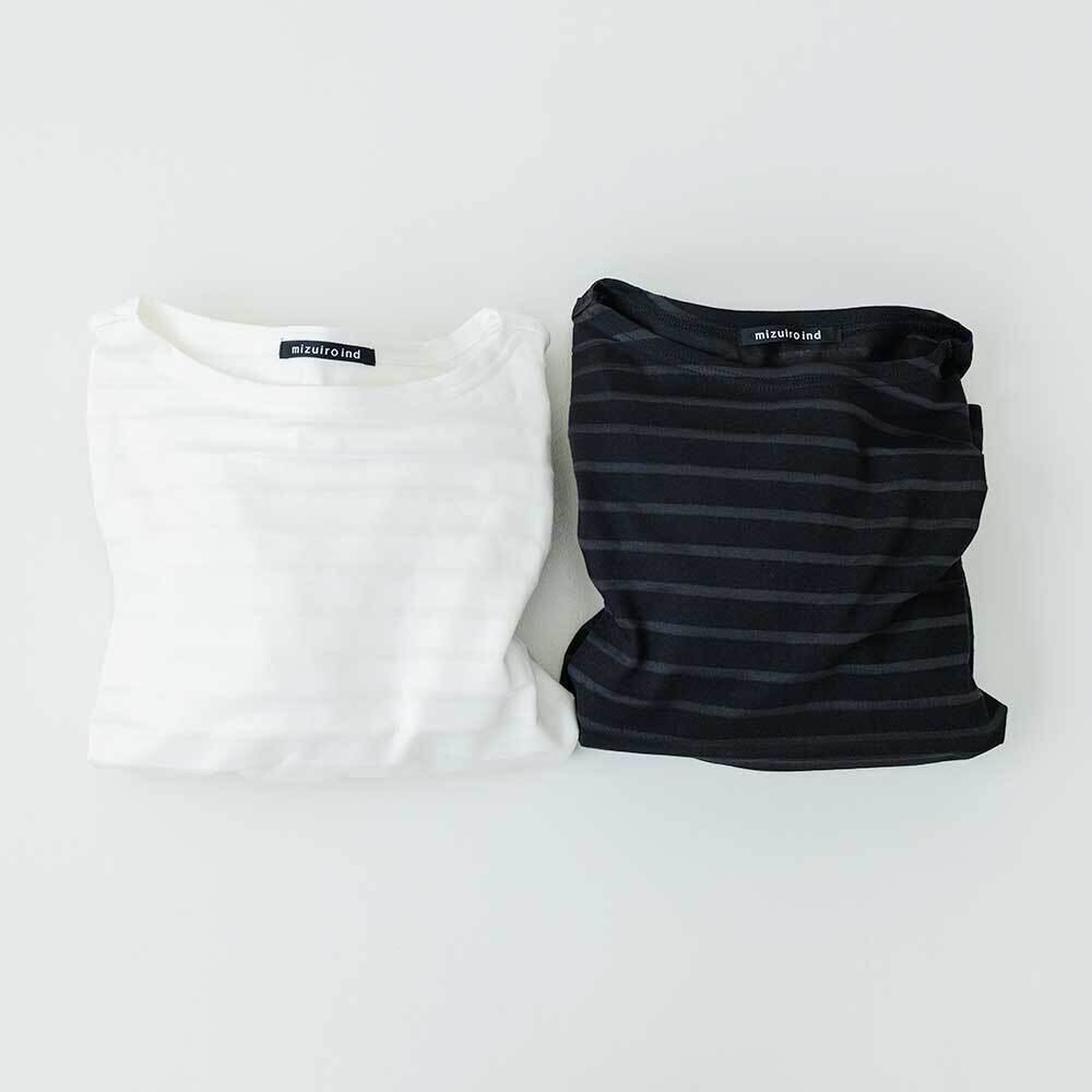 mizuiro ind オパール加工ボーダーptワイドプルオーバー