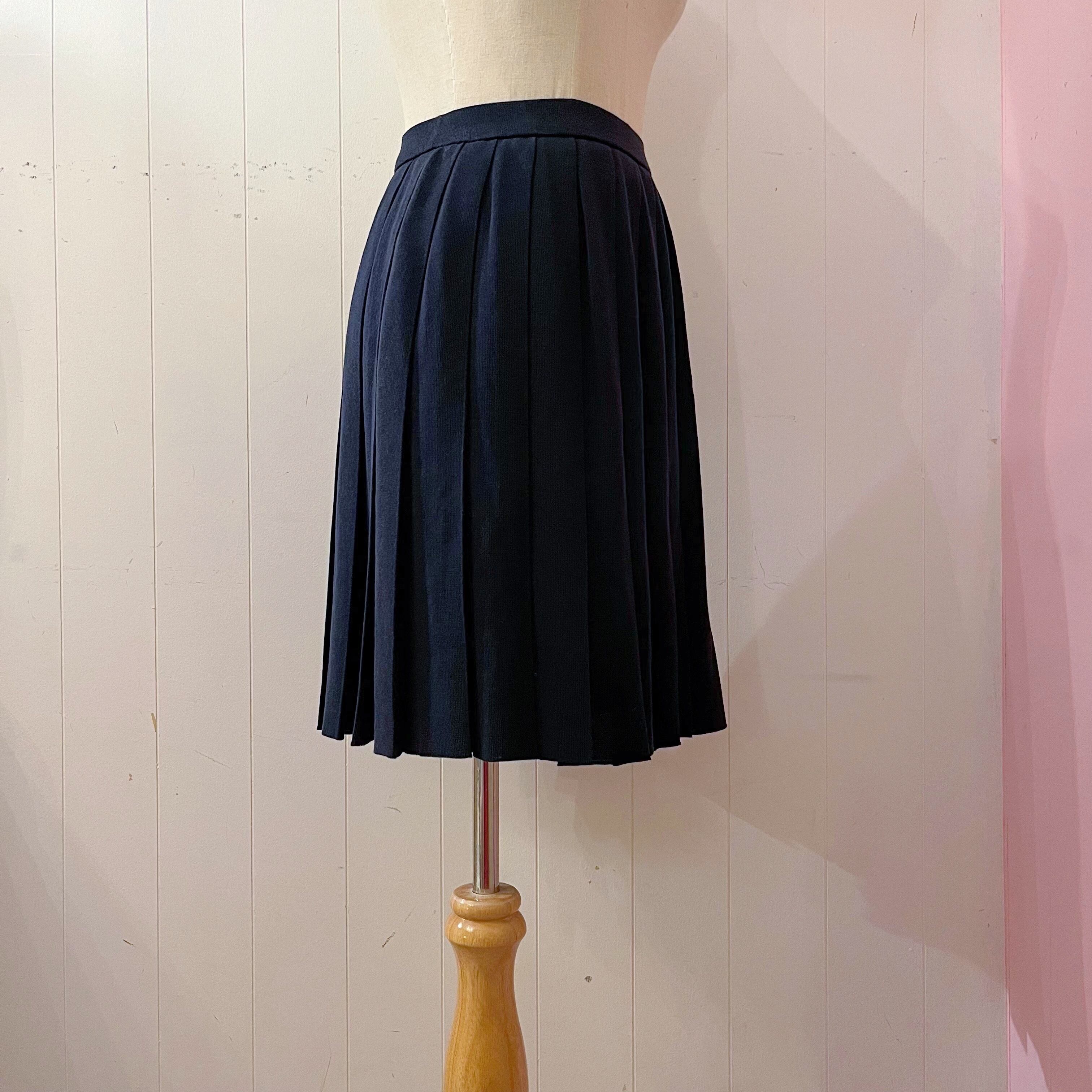 navy knit pleats mini skirt