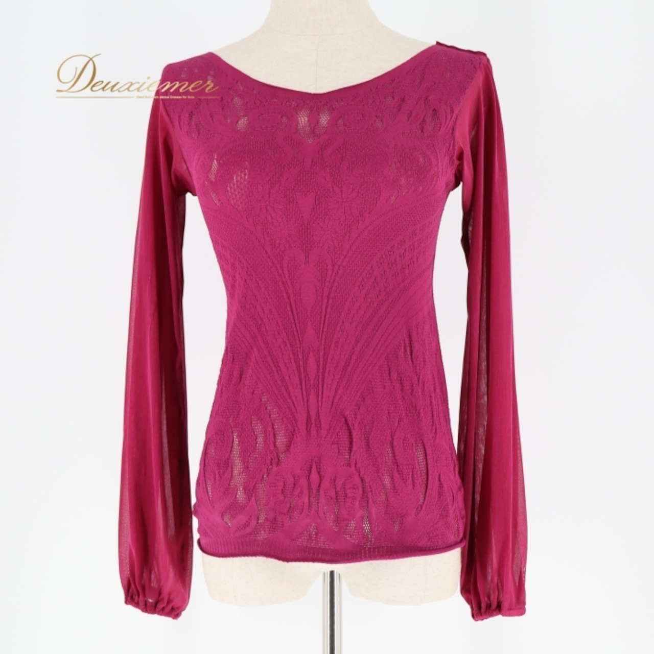 バレエ 衣装 ノーソーイングニット パープル系 タカダンス 日本製 紫 トップス 練習 レッスン 伸縮 ストレッチ 社交ダンス かわいい 上品 ノーソーイング 鮮やか 華やか 長袖 透け感 TAKA DANCE