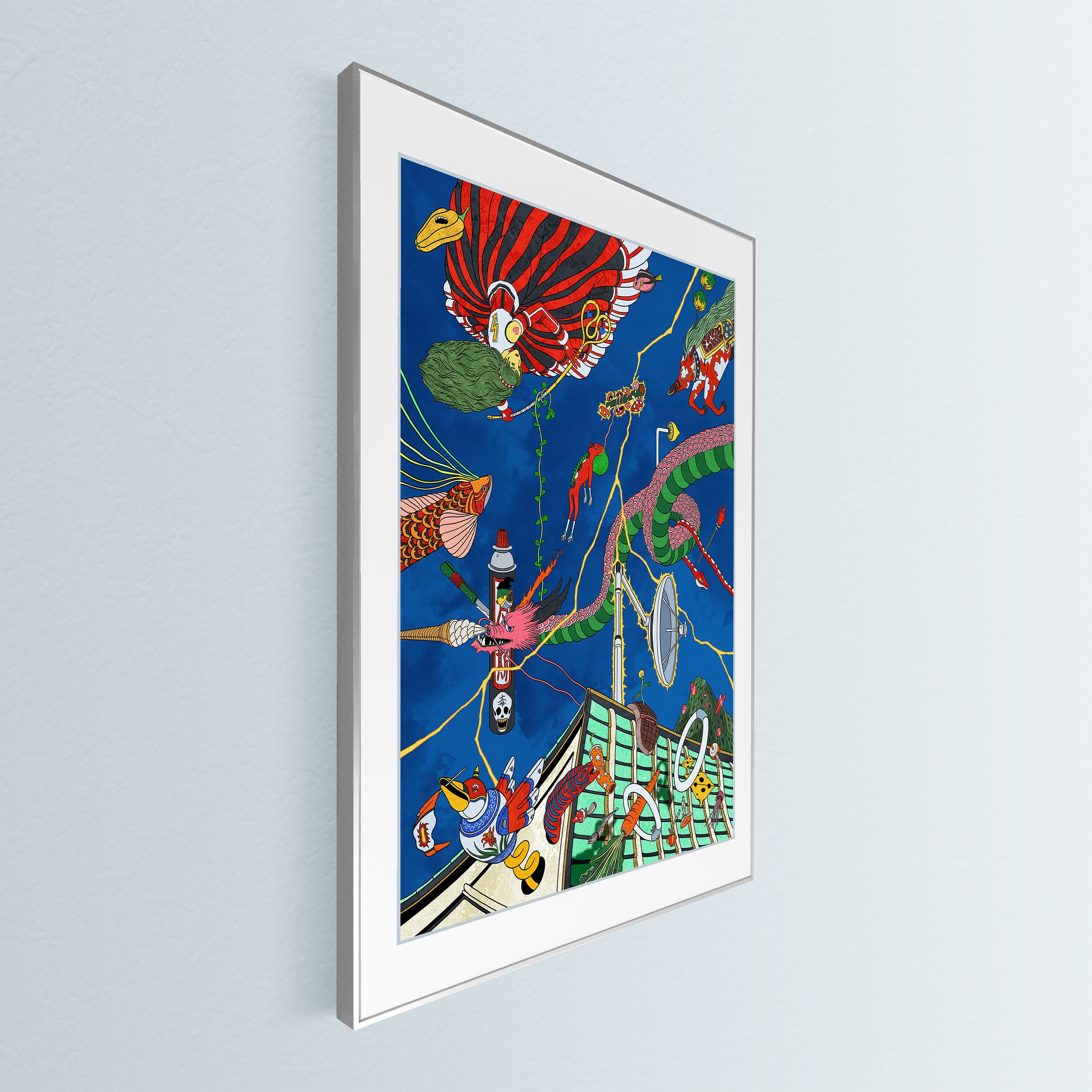 ジークレー版画「野球中継中、降るThunder」 | AYUMU SATO