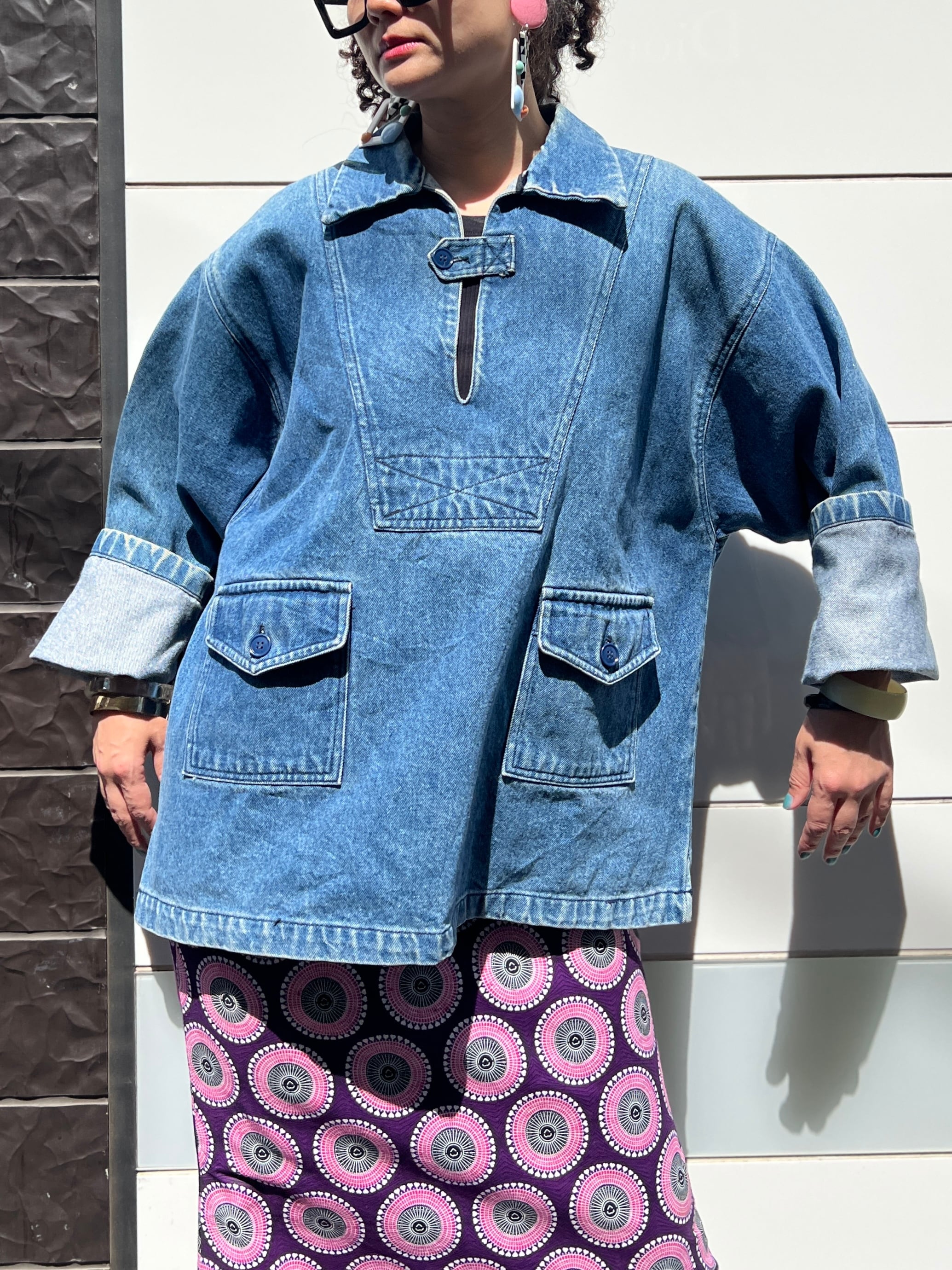 Vintage denim design pullover tops ( ヴィンテージ デニム デザイン トップス )